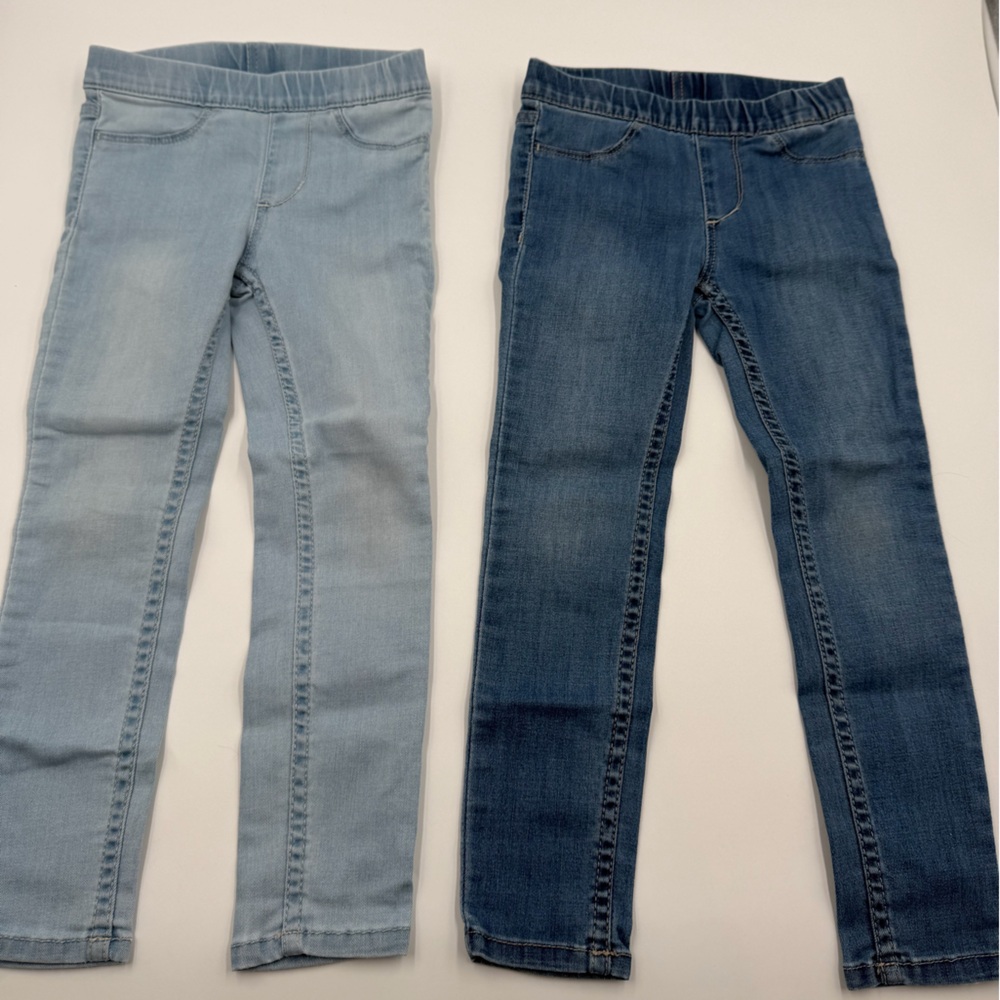 H&M Kids Denim Jeggings Set - Dark and Light Blue Size 4T